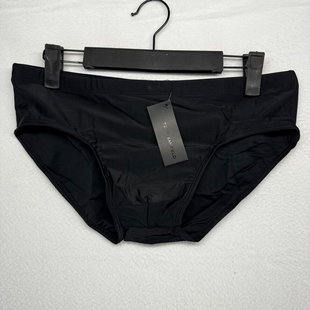 Todd Sanfield Swim Brief Mens Extra Small XS Black Onyx Sand Ultradeep Solid NEW